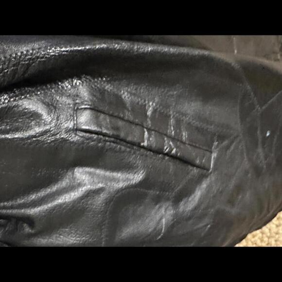 Vintage Navarre Leather Company mob wife leather patchwork belted trench coat - Picture 4 of 9